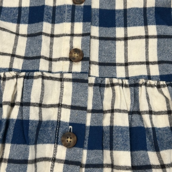 Hanna Anderson 100% cotton Flannel style plaid Dress blue/blk size 120cm/us 6-7 - Picture 5 of 12